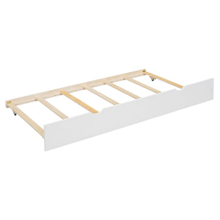 House Bunk Bed With Trundle, Storage Staircase, Roof And Window Design