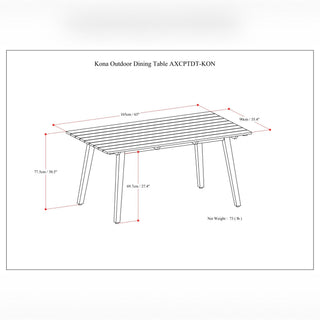 Kona - Outdoor Dining Table - Light Teak