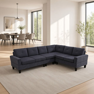 Modular L - Shaped Sectional Sofa 6 Seater 4 Piece Couch With Chaise