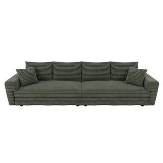 Convertible Deep Seat Sofa With Soft Pillows And Ottomans