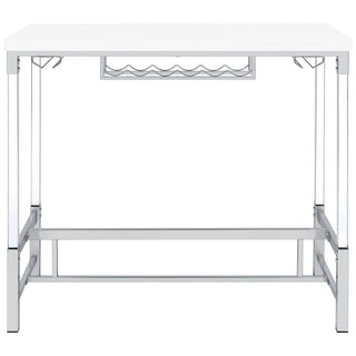 Tonneson - Bar Table With Trestle Base And Wine Storage - White