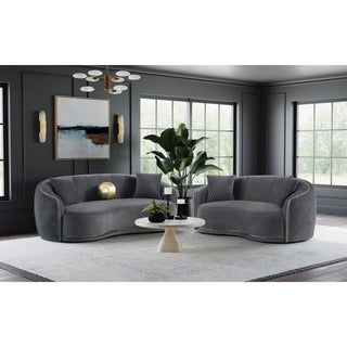 Lorraine - Upholstered Curved Loveseat - Dark Gray