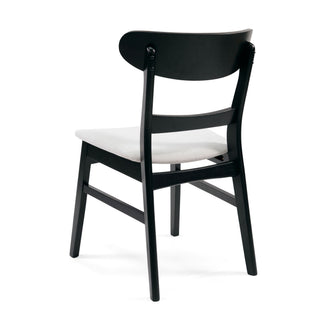 Dining Chairs With Upholstered Seat (Set of 2) - Black / Light Beige
