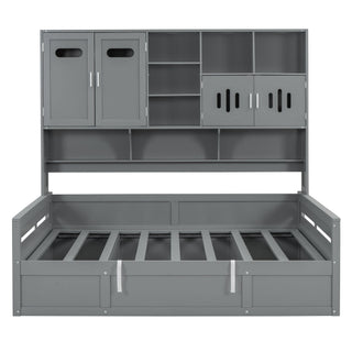 Daybed With All-In-One Cabinet And Shelf