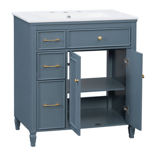 Freestanding Bathroom Vanity With Sink, Soft Close Door, Tip Out Drawer