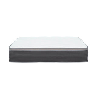 12'' Hybrid Mattress In A Box, Plush Gel Memory Foam Mattress Top With Pocket Coil Base - Gray / White - Queen