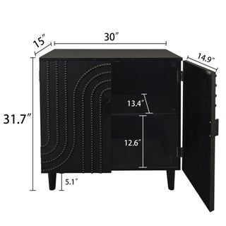2 Door Storage Cabinet With Adjustable Shelf - Black