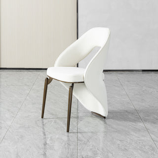 Dining Chair With Open Back Design Upholstery - Ancient White