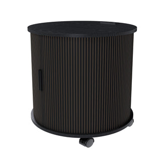 Cylinder Nightstand With Charging Station & Sliding Door