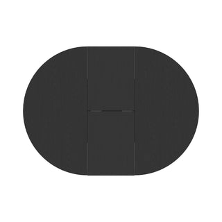 Dining Table For Farmhouse Kitchen Expandable Oval Table Top With Removable Leaf Trestle X Shaped Base - Black