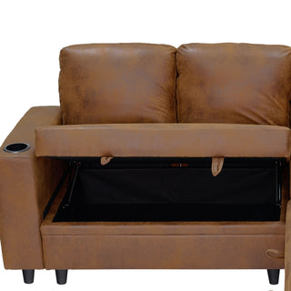 Upholstered L - Shape Sectional Sofa Bed With Pull Out Sleeper And Storage