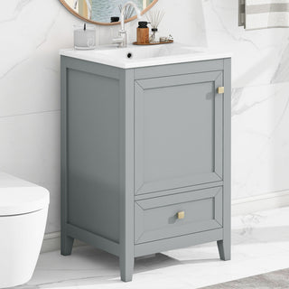 Bathroom Vanity With Sink, Soft Closing Cabinet Door, Storage Rack And Drawer