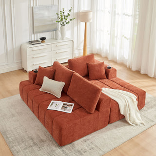 L - Shaped Sectional Sofa With Cup Holders & Side Pockets
