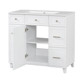 Bathroom Vanity With Ceramic Sink, Soft Close Doors, Adjustable Shelves