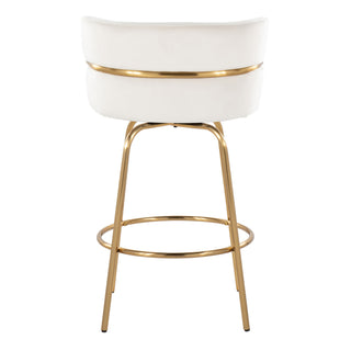 Cinch - Glam / Art Deco Fixed Height Counter Stool With Swivel With Round Footrest (Set of 2)