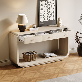 Console Table With 3 Drawers, Display Shelf