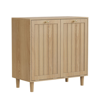 Sloping Laundry Basket With Removable Inner Bin, Concealed Storage Cabinet For Bathroom - Oak