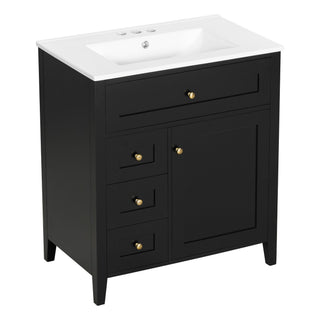 Bathroom Vanity With Sink, 3 Drawers And Adjustable Shelf, Freestanding Storage Unit
