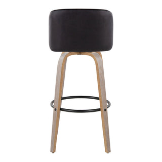 Toriano - Fixed Height Contemporary Barstool With Swivel With Round Footrest (Set of 2)
