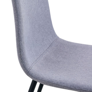 Luxury Simple Chair Linen Cotton High Resilience Dining Chair With Black Metal Legs (Set of 4) - Light Gray