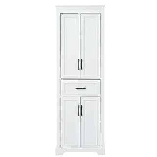 Freestanding Bathroom Vanity, Elegant Design With 4 Doors & 1 Drawer, Adjustable Shelves, Damping Hinges - White