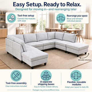 8 Piece Modular U - Shape Sectional Sofa