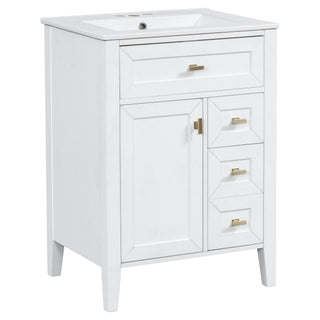 Bathroom Vanity With Sink, 3 Drawers & Cabinet With 2 Tier Door Storage Rack, Soft Close Doors & Drawers
