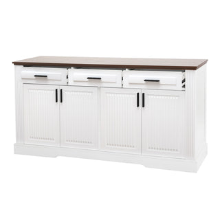 Fluted Sideboard Buffet Cabinet With 4 Doors And 3 Drawers