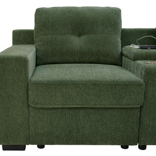 U - Shape Sectional Pull Out Bed With Console, Storage, And USB Charging