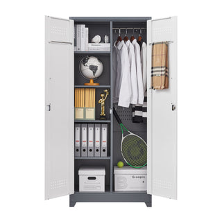 Lockers With Locking Doors, Adjustable Shelves, High Broom Tool Storage Cabinet