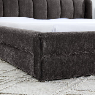 Modern Upholstered Bed Frame With Thick Fabric And Headboard