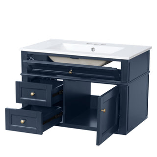 Wall Mounted Bathroom Vanity With 2 Drawers, 1 Tip Out Drawer, 3 Holes Sink