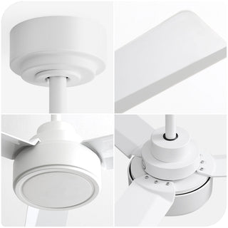 52" Ceiling Fan With Remote Control, 3 Blades, DC Motor, 6 Speed Reversible For Living Room - White