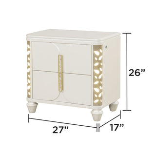 Cinderella - Nightstand With LED Accents And 2 Storage Drawers - Beige