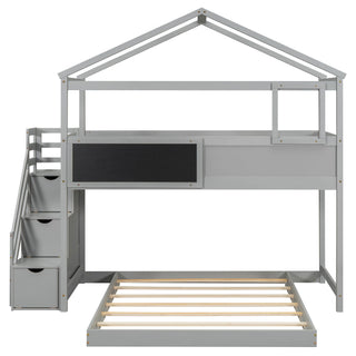 House Style Bunk Bed With Storage Staircase And board