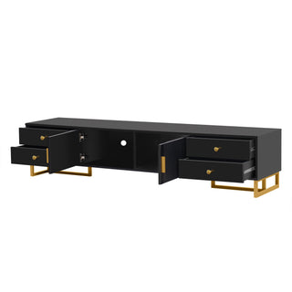 TV Media Console Table, TV Stand With Storage For Living Room - Black