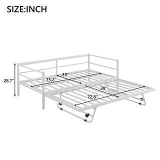 Industrial Metal Daybed With Adjustable Pop Up Trundle And LED Strip