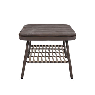 4 Piece Outdoor Patio Furniture Set, Metal Chairs With Woven Rope U Shaped Backrest