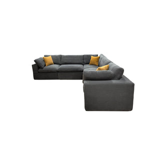 Coffee Bean Like Upholstery Full Compressed Modular Sectional With Toss Pillows - Light Gray