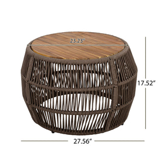 Round Side Table With Rope Frame