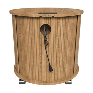 Cylinder Nightstand With Charging Station & Sliding Door