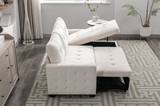 Reversible Sectional Storage Sleeper Sofa Bed, L-Shape 2 Seat Sectional Chaise With Storage, Skin-Feeling Fabric