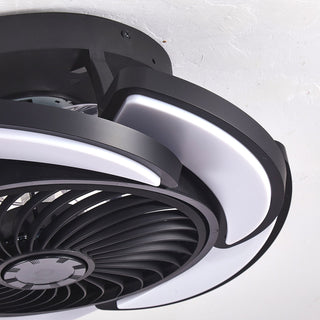 Bladeless Ceiling Fan With Remote Control, 6 Speeds Dimmable Light, Enclosed Low Profile For Living Room - Black