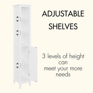 Slim Tall Bathroom Storage Cabinet With Adjustable Shelves, Anti Tip Freestanding Cabinet - White