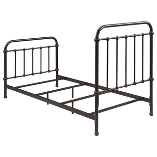 Twin Panel Bed With Ornate Design - Bronze