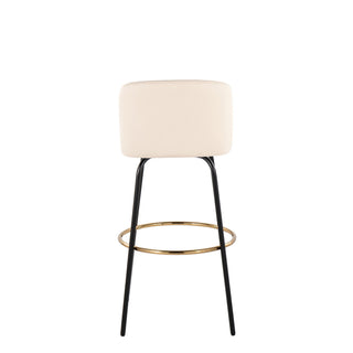 Toriano - Contemporary Fixed Height, Barstool With Swivel & Round Footrest (Set of 2)
