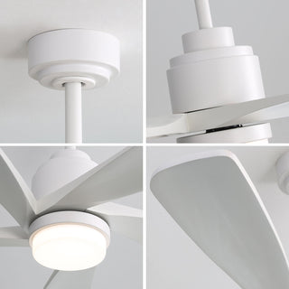 52" Ceiling Fan With Dimmable LED Light, 5 Blades, Reversible DC Motor, Smart Remote Control - White