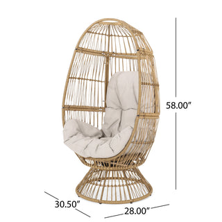 Patio Swivel Basket Egg Chair With Cushion