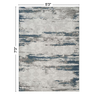 Geometrix - 5'3" X 7'3" Area Rug With Geometric 3D Effect - Gray / Ivory