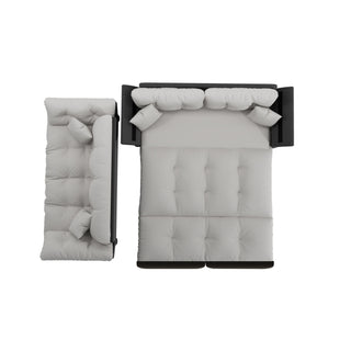 Queen Pull Out, 3 In 1 Convertible Sleeper Tufted Sofa & 2 Soft Pillows